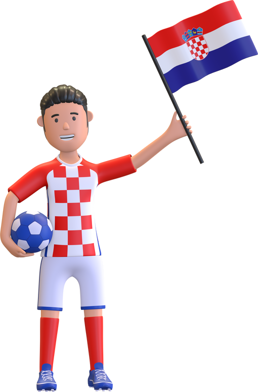 Croatia football player holding national flag illustration